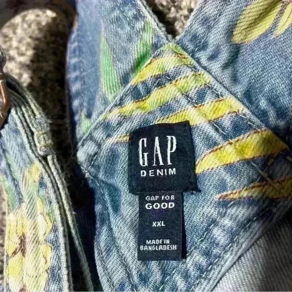 Gap Kids Overalls Youth Girls XL Blue Denim Jeans Floral Flowers Cutoff Shorts